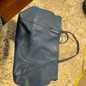 Coach Pebbled Blue Leather Tote